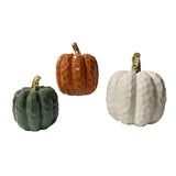 Harvest Series Geometric Faceted Pumpkin Ceramic Ornament (Set of 3 Sizes)