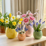 Creative Eggshell-Shaped Ceramic Vase Set - Macaron Color Home Flower Decor, Easter Ornament