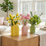 3D Rabbit Ear Ceramic Vase - Macaron Color Creative Flower Holder, Easter Home Decor