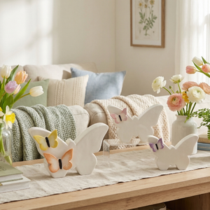 Color-Block Butterfly Ceramic Figurine Set - Spring Healing Home Decor, Desktop Ornament