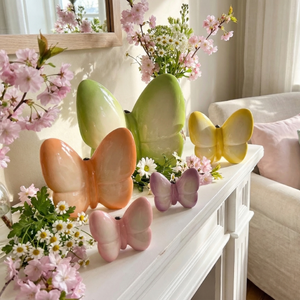 Gradient Color Butterfly Ceramic Figurine - Full Size Home Decor, Spring Atmosphere Item